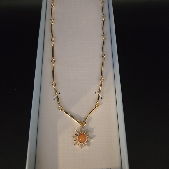 Piper Accessories - Piper Gold Necklace with Orange Sun Pendant